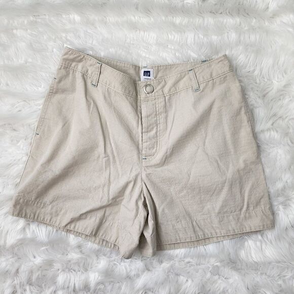 Gap Factory Women's High Rise Flat Front Cotton Kahki Shorts Pockets Size 6 - Picture 1 of 4